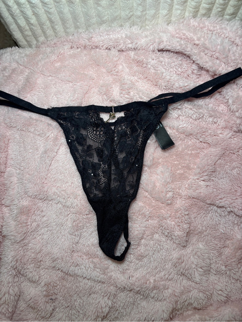 Victoria's Secret Black Lace Thong Tank Top